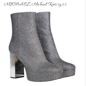 New MICHAEL Michael Kors Silver Platform Boots Sz 8.5